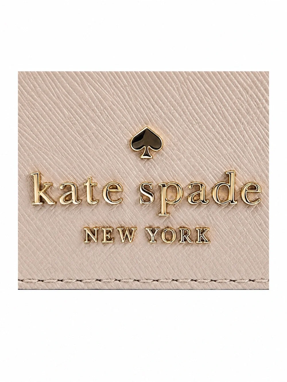 Kate Spade New York Black Beige Saffiano Leather Card Holder Wallet EUC